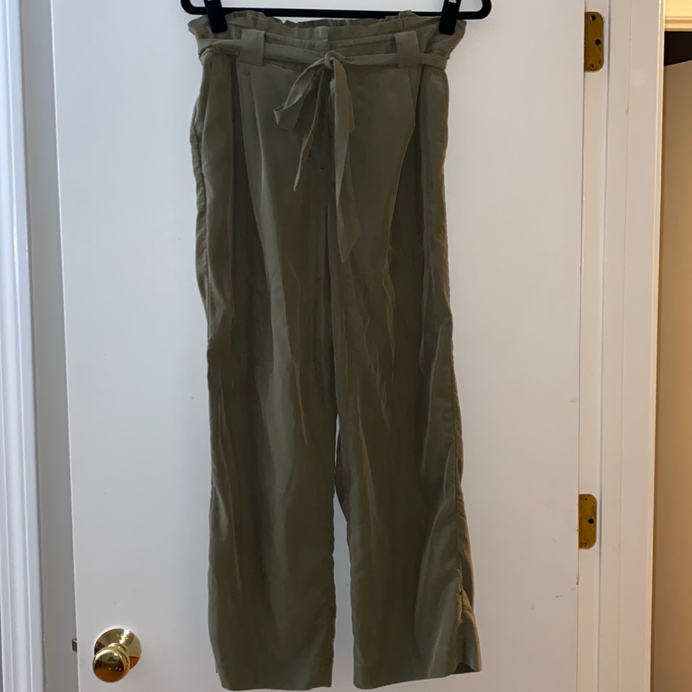 Express green high rise ankle work tie pants